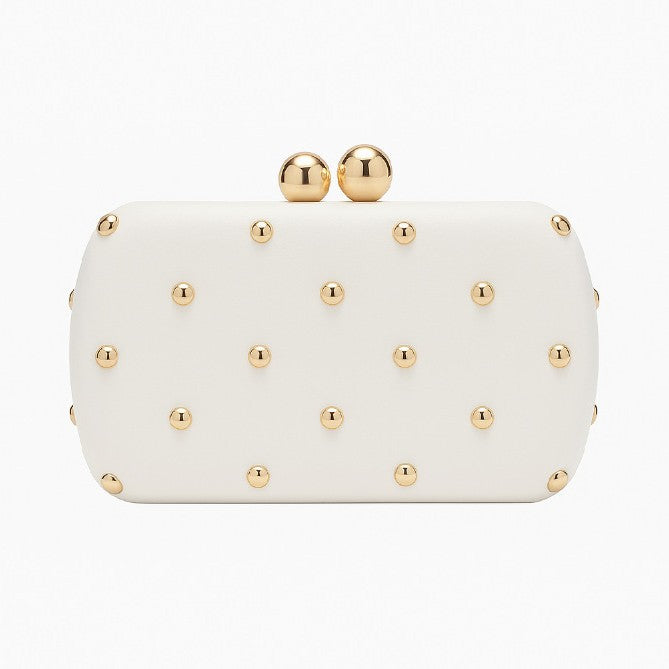 stud-embellished box clutch with kiss-lock closure – LUMIÈRE