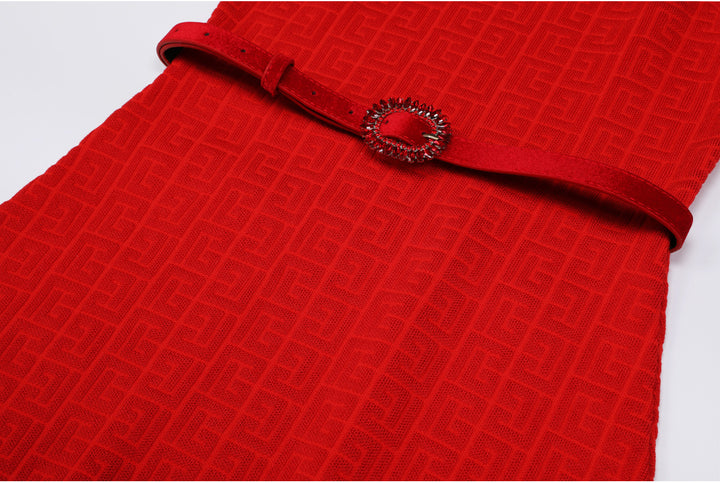 Haut à manches évasées plissées et ensemble jupe longue avec ceinture à la taille – Rosiny 