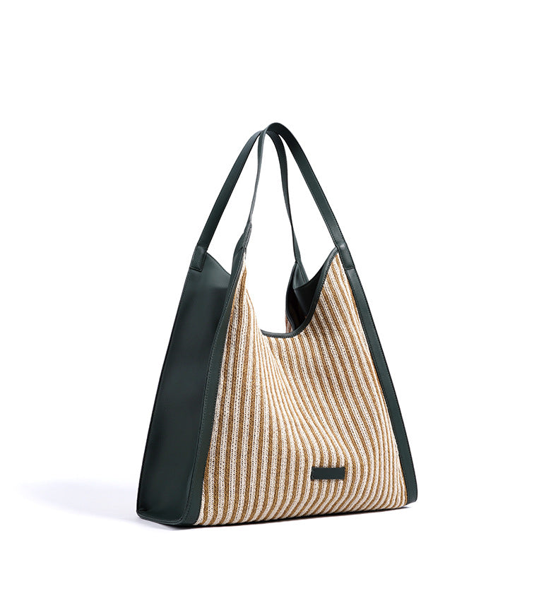 striped woven tote bag with leather edges – MIRAVLI