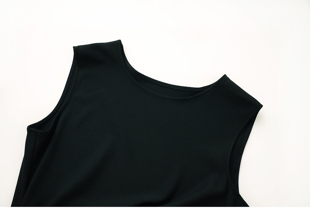 Sleeveless draped column dress with side slit – DRAPE