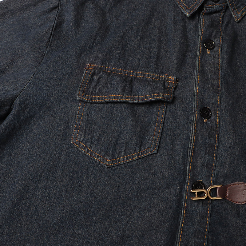 oversized denim shirt jacket with contrast panel detailing – INDIGO