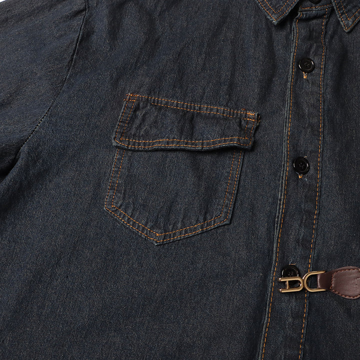 oversized denim shirt jacket with contrast panel detailing – INDIGO