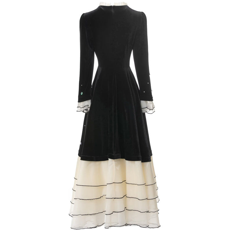 op maat gemaakte flare-pak met satijnen pofmouwen – VALENCIA 