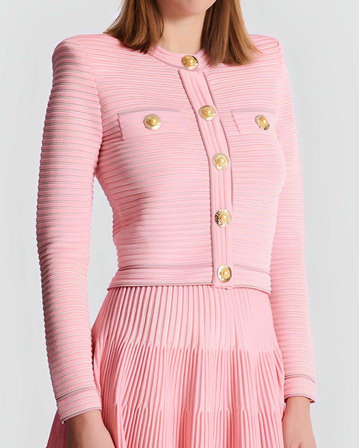 striped knit jacket with gold buttons – AURELIADI