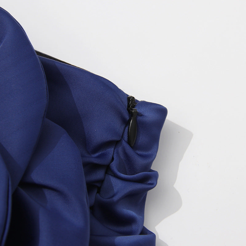 褶皱喇叭袖上衣和高腰裙套装，配腰带 – Rosiny 