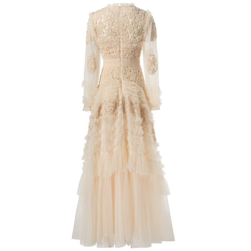 lace and tulle gown with tiered ruffles – AMÉLIE