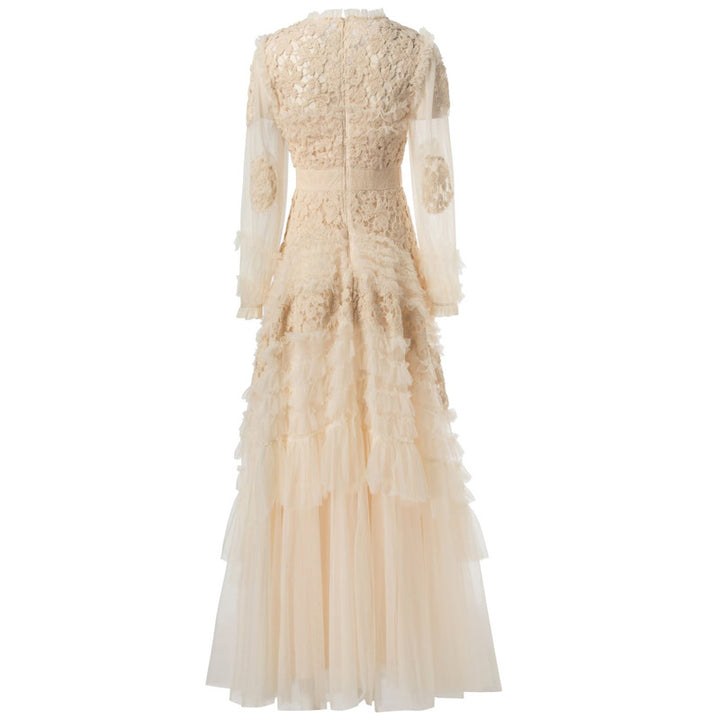 lace and tulle gown with tiered ruffles – AMÉLIE