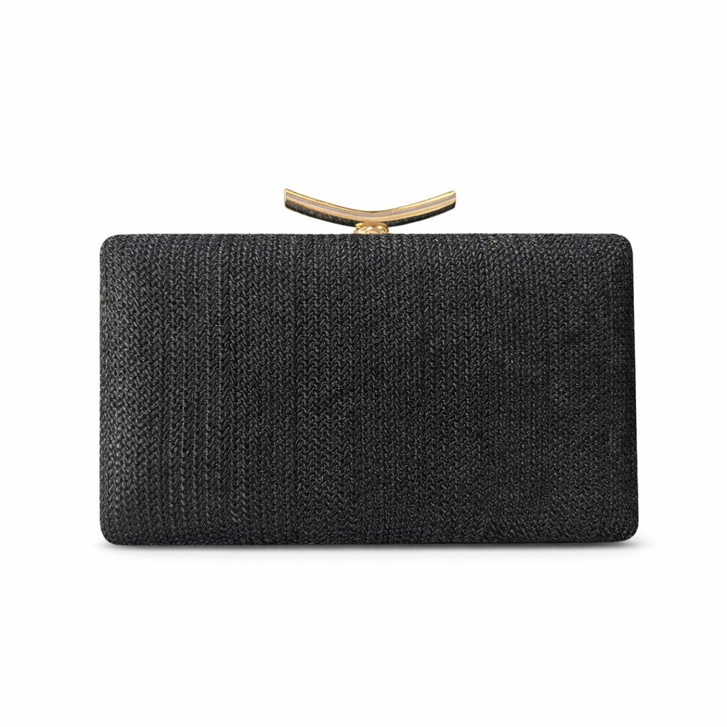 woven straw clutch with gold bar clasp – SAHARA