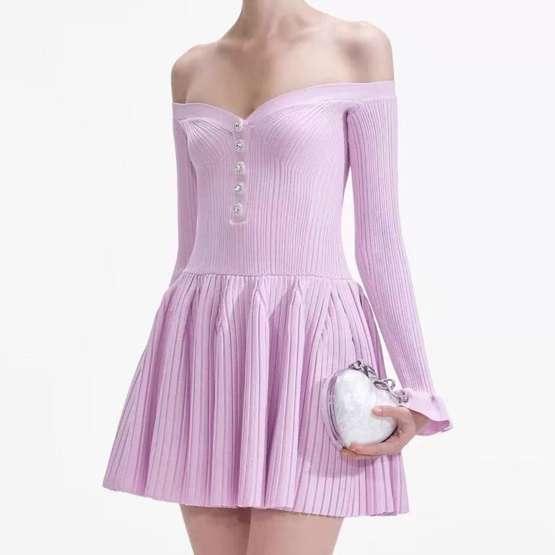 Plissiertes Oberteil mit ausgestellten Ärmeln und Maxirock-Set mit Taillengürtel – Rosiny 