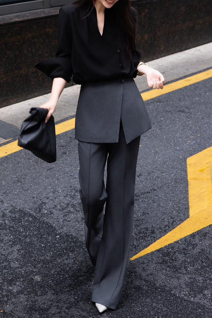 بنطلون واسع الساق مُصمم خصيصًا مع تنورة أمامية متعددة الطبقات – أريا