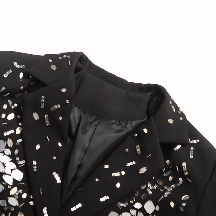 褶皱喇叭袖上衣和高腰裙套装，配腰带 – Rosiny 