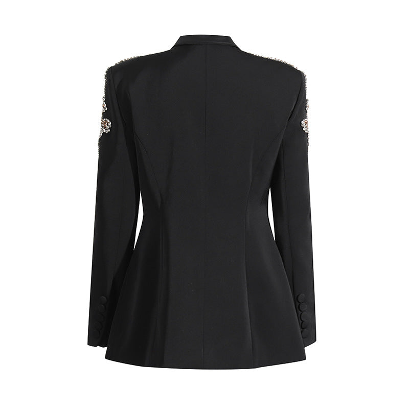 tailored blazer with embellished crystal shoulders – VIVIANDI