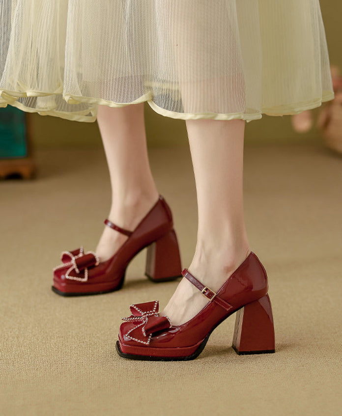 platform pumps with rhinestone bow strap – VIOLETIX