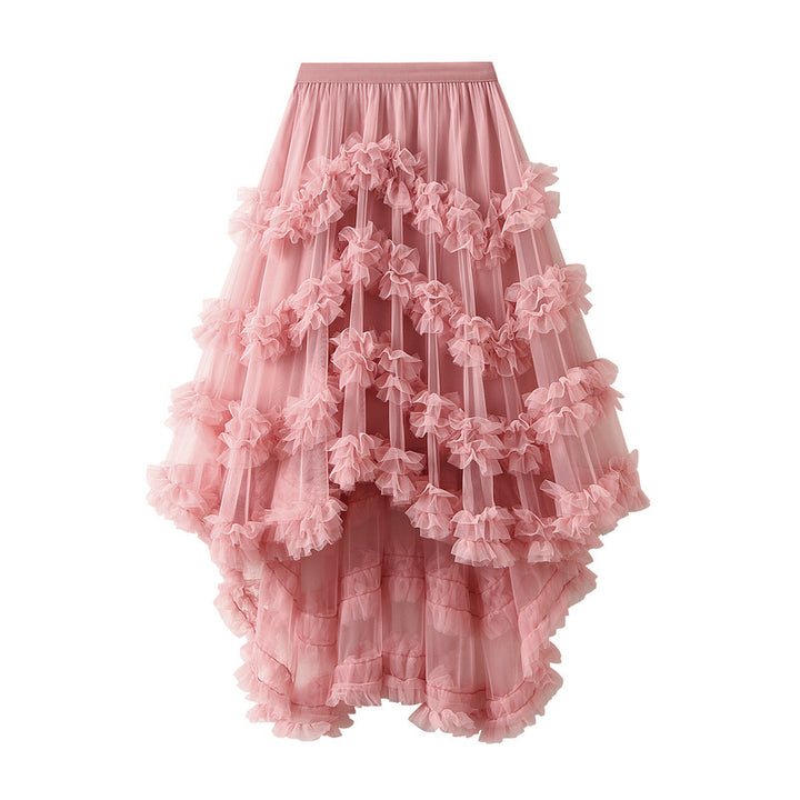 tiered ruffle mesh skirt with high-low hem – AURORA