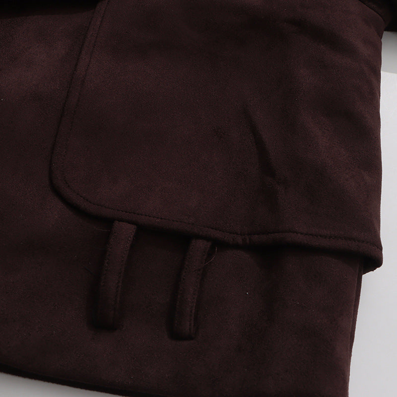 جاكيت ترنش قصير مع حزام عند الخصر - سيينا