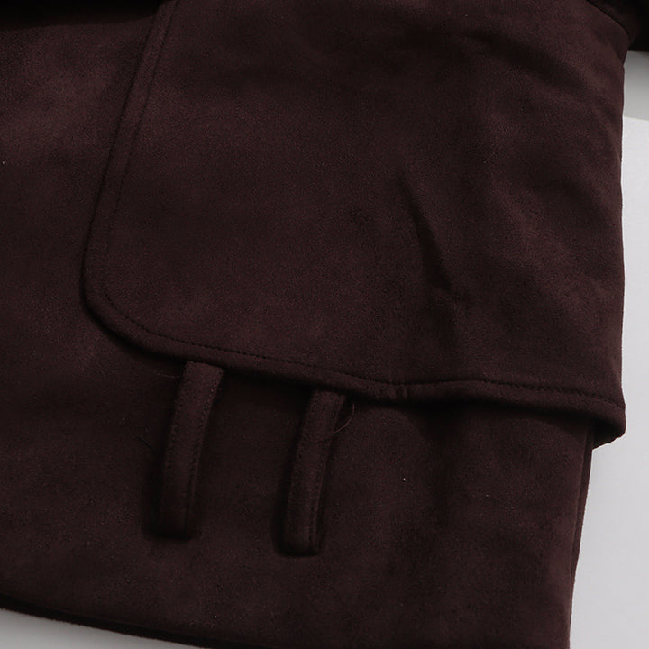 جاكيت ترنش قصير مع حزام عند الخصر - سيينا