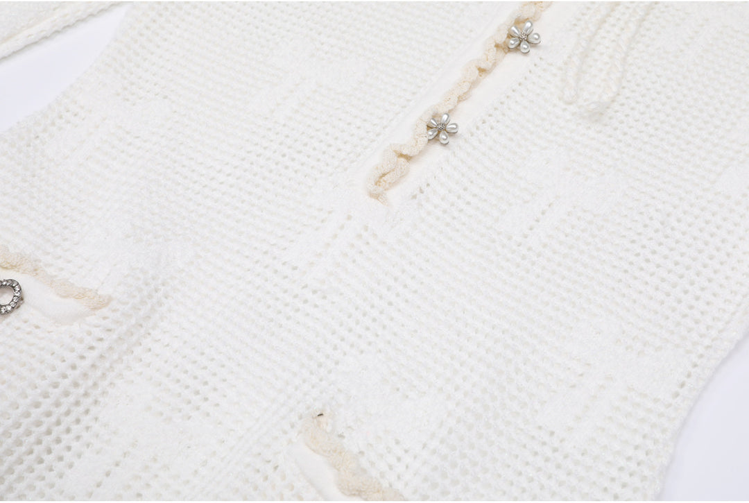 crochet flare-sleeve dress with bow-tie neckline – CELINERTA