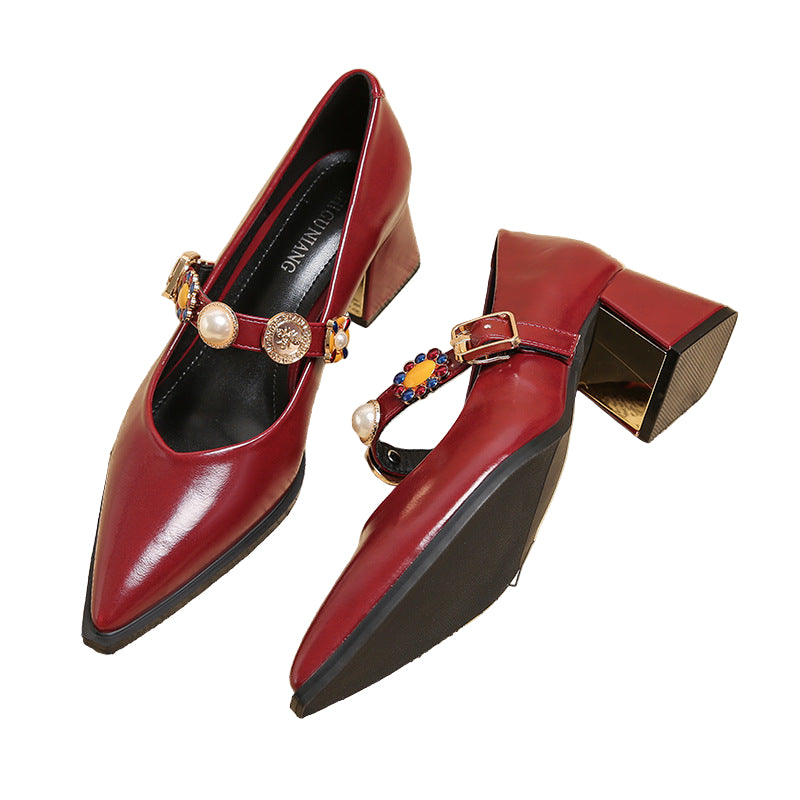 pointed-toe pumps with embellished strap – AURELIANDU