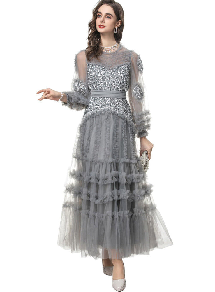 korte mouw midi jurk met 3D bloemenapplicaties - BLOOMIQ 