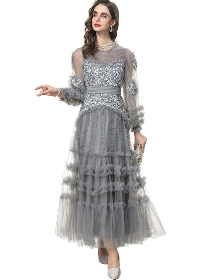 korte mouw midi jurk met 3D bloemenapplicaties - BLOOMIQ 