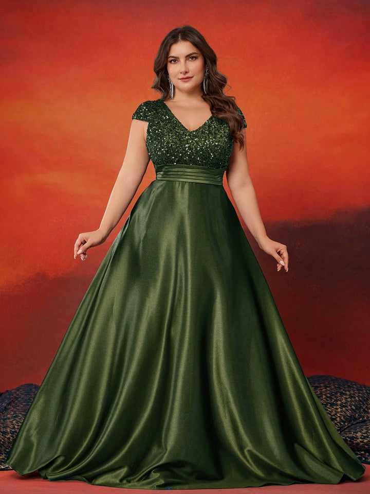 褶皱喇叭袖上衣和高腰裙套装，配腰带 – Rosiny 