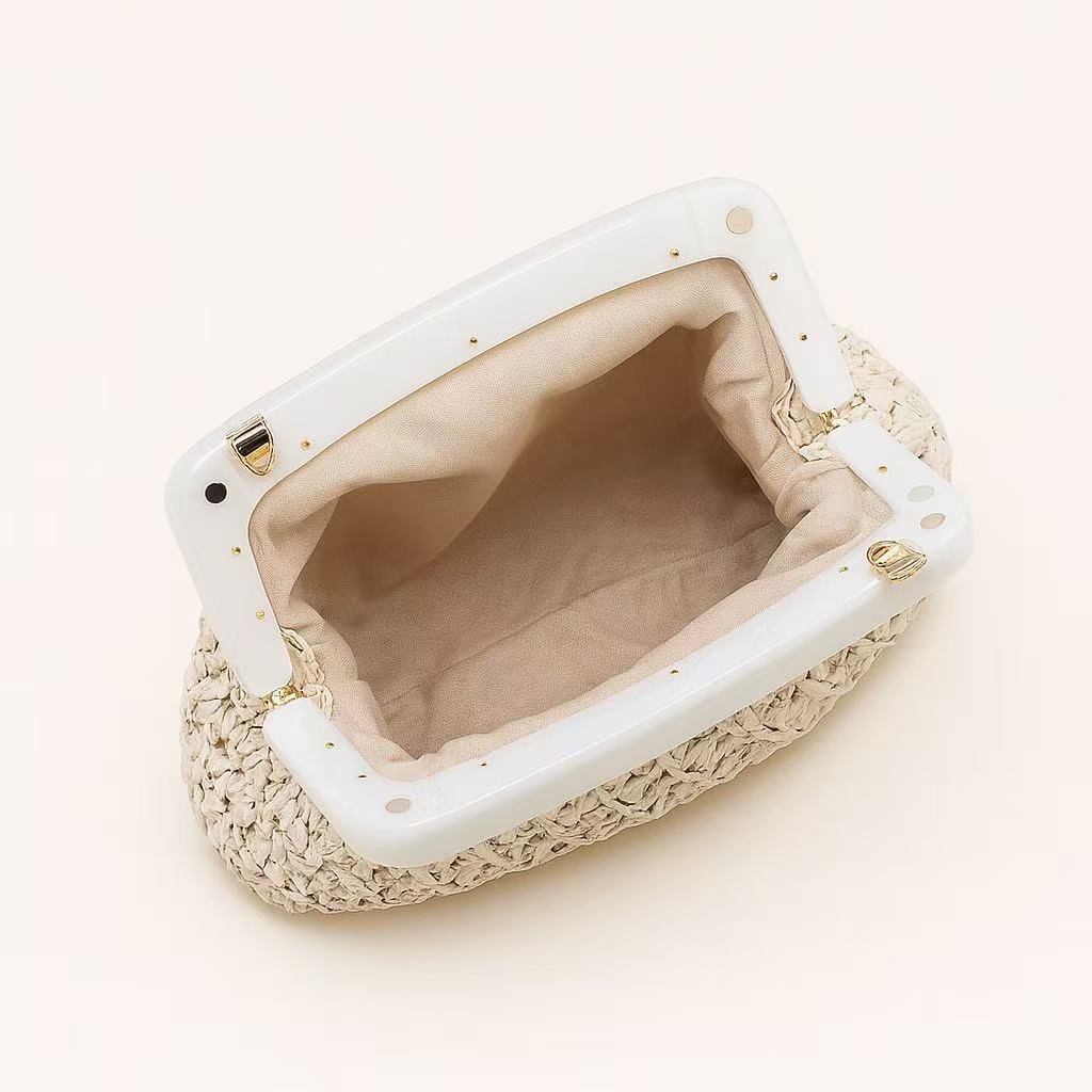 woven raffia clutch with resin frame – COASTA