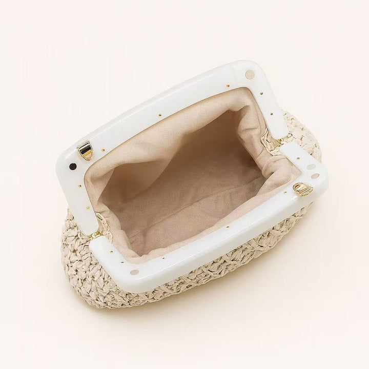 woven raffia clutch with resin frame – COASTA