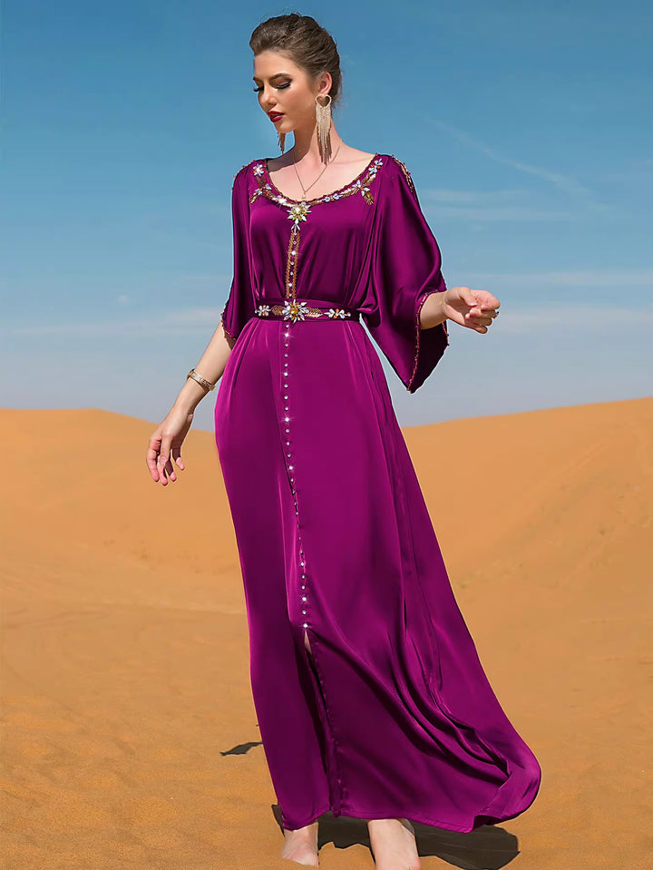 fluid draped evening dress with sculpted lines – ELYRA