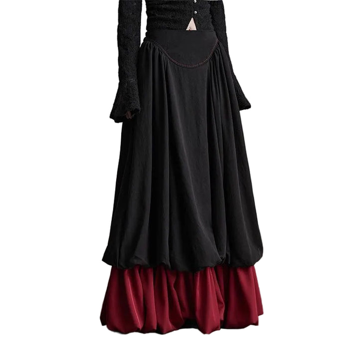 تنورة ماكسي متعددة الطبقات ذات حواف متباينة – نوكتورن