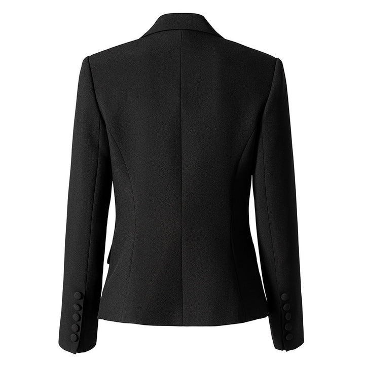 Embellished double-breasted blazer with crystal brooch – JEWEL