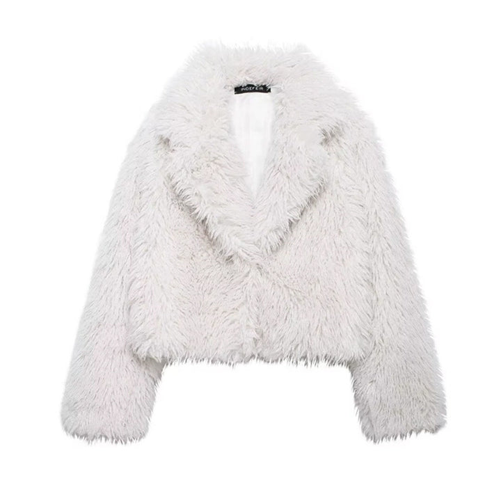 Short faux fur jacket with wide collar – SNOW