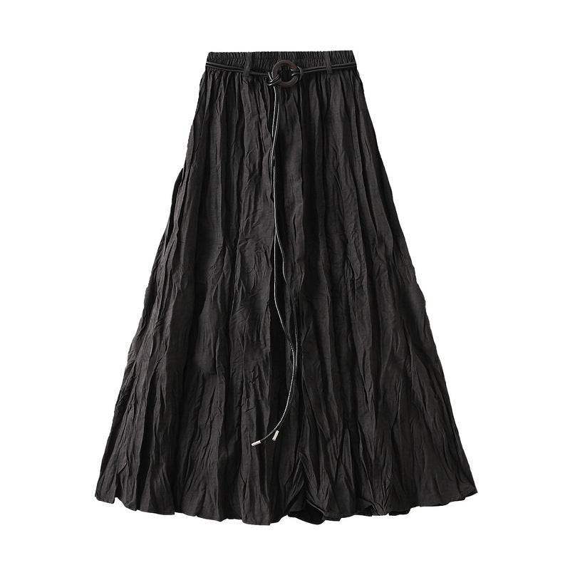 textured maxi skirt with adjustable rope belt – MARLOWE