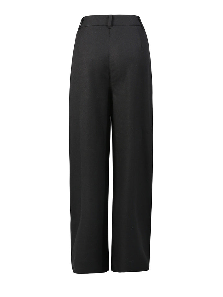 high-waisted wide-leg pants with gold button detail – ASOO
