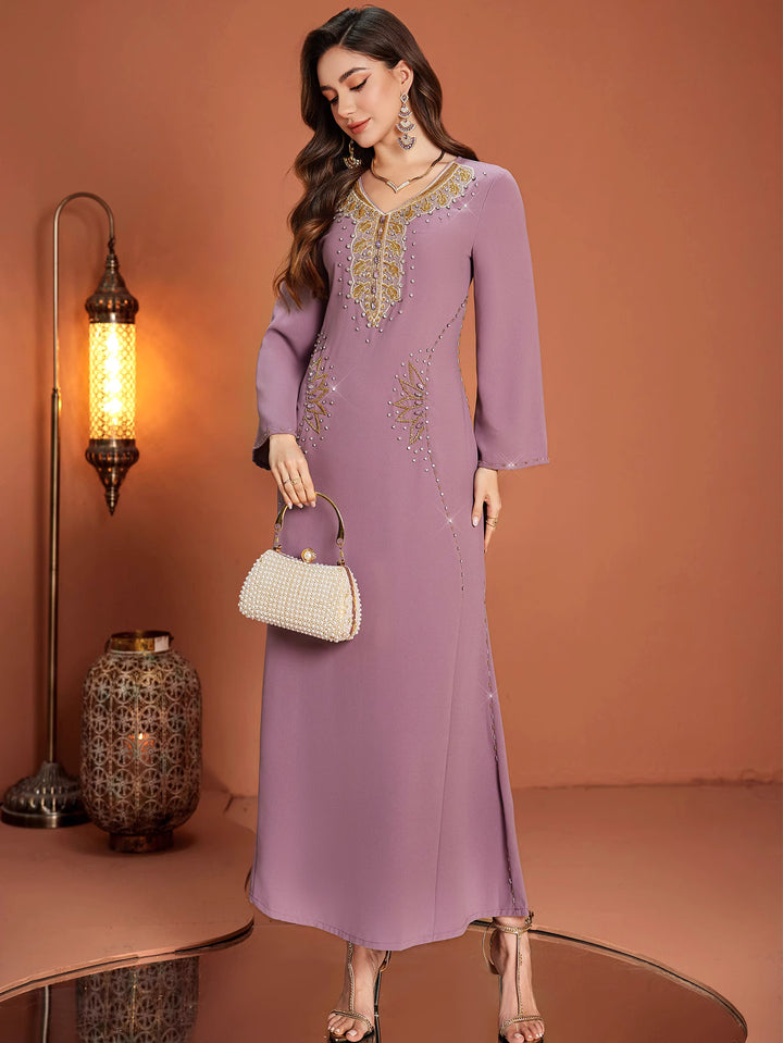 costume évasé sur mesure avec manches bouffantes en satin – VALENCIA 