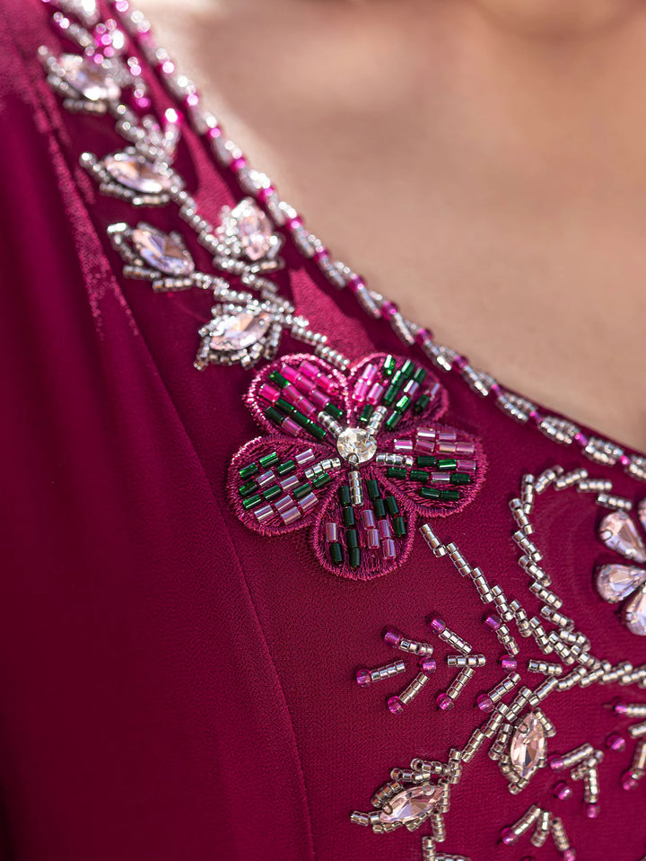 op maat gemaakte flare-pak met satijnen pofmouwen – VALENCIA 