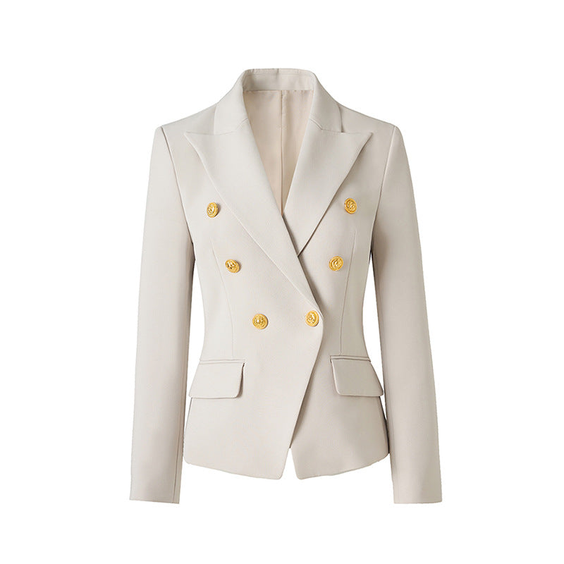Double-breasted tailored blazer with gold buttons – REGAL