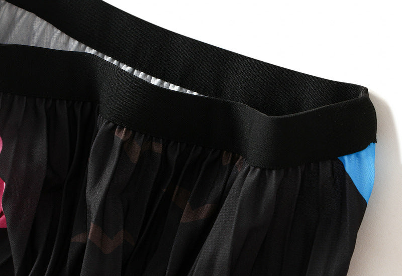 تنورة ميدي مطوية بنقشة زهور تجريدية – موزايكا