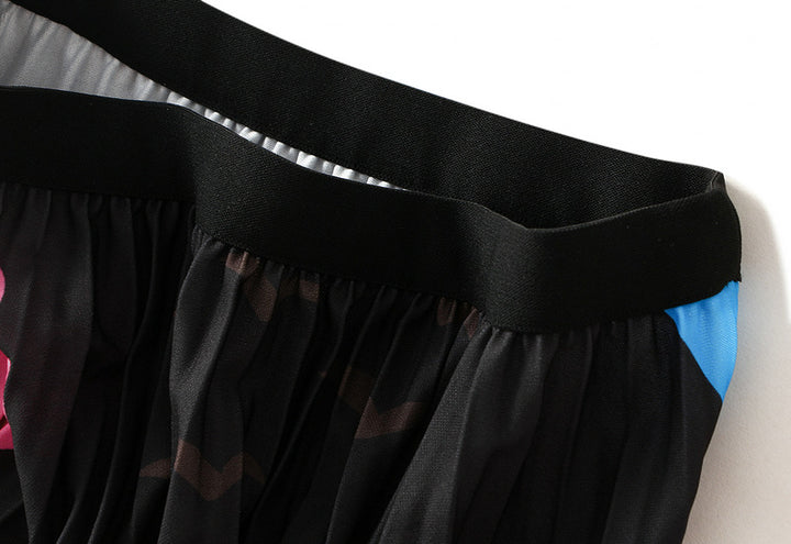 تنورة ميدي مطوية بنقشة زهور تجريدية – موزايكا