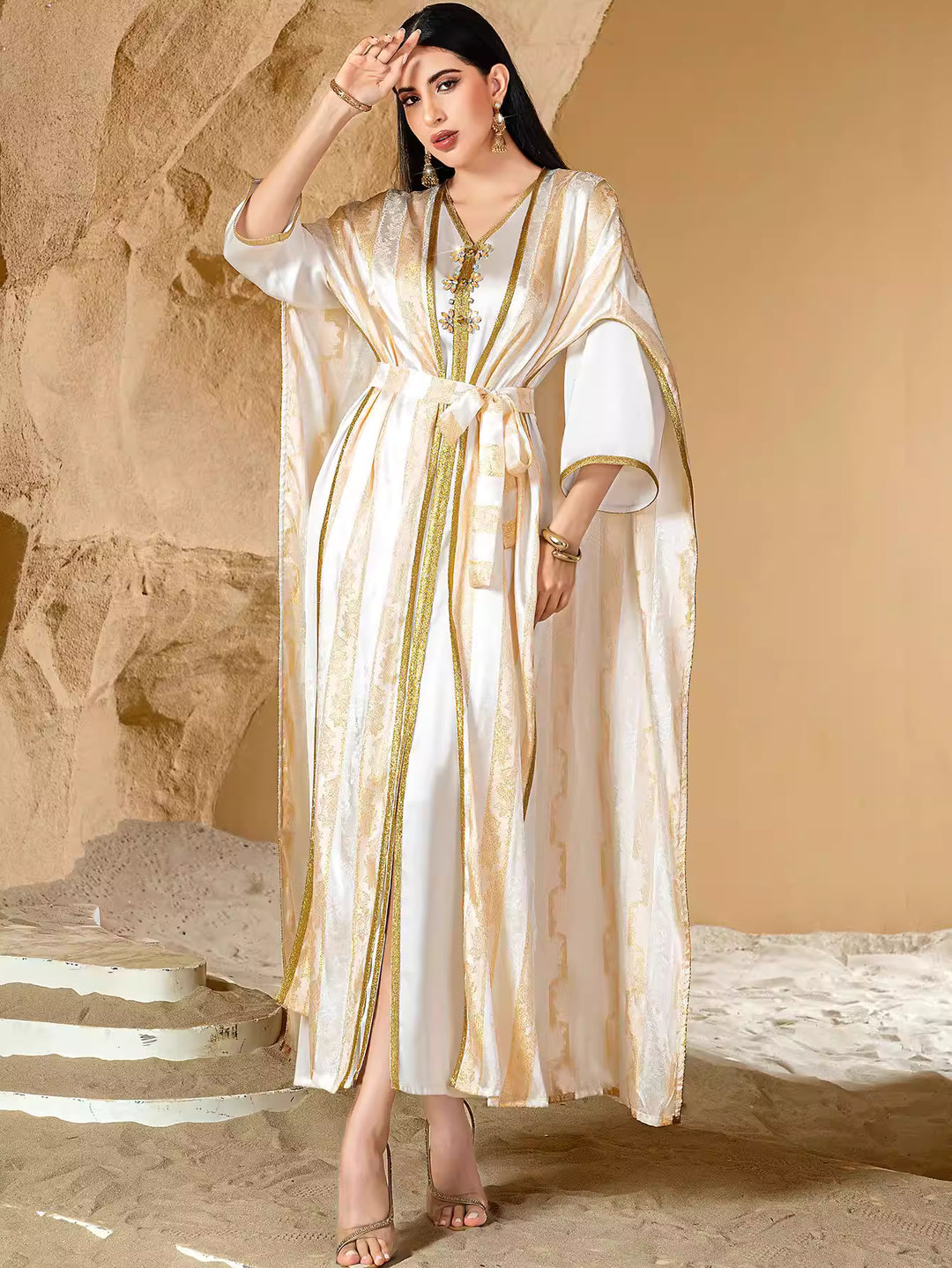 Long off-shoulder velvet dress with side slit – MIDNIGHT