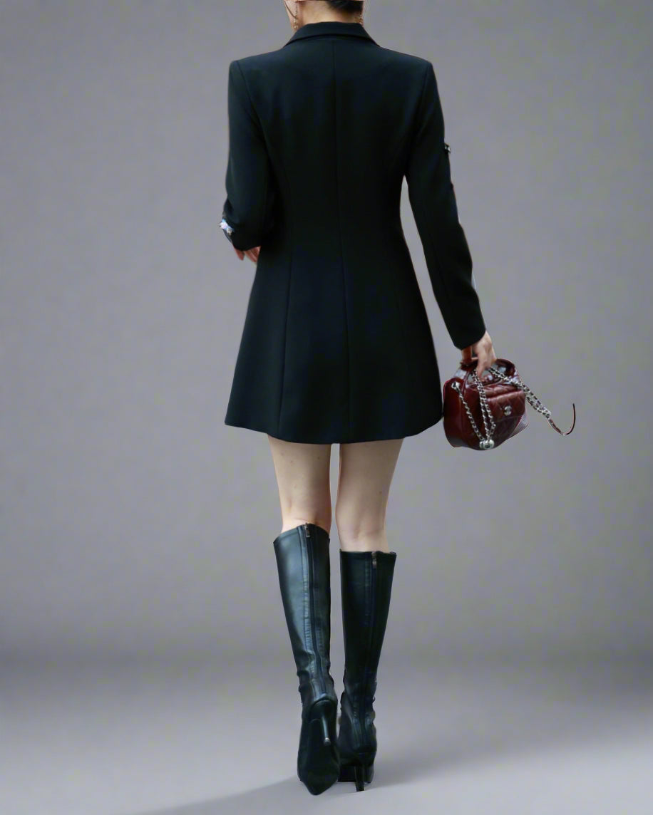 embellished double-breasted blazer jacket - NOIRVI