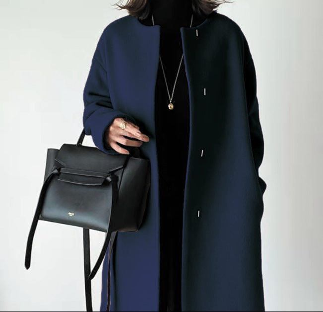 minimal wool-blend coat – IVORY BEIGE