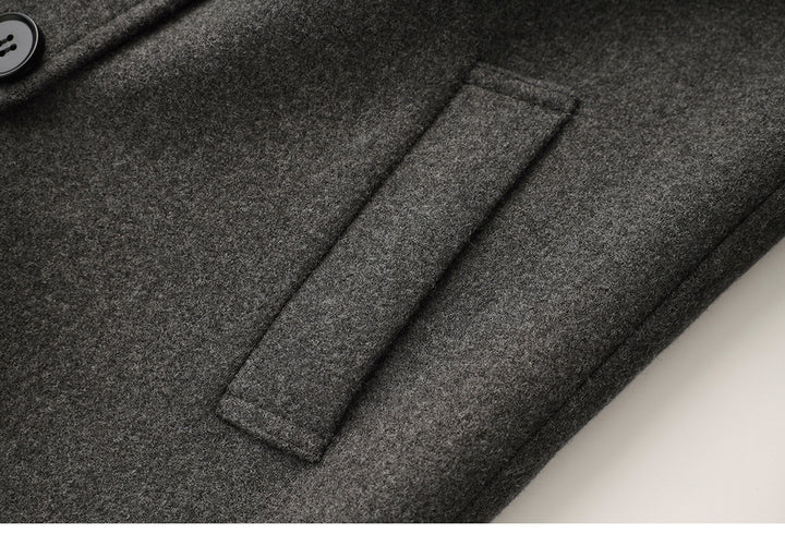 Belted double-breasted long coat – CHARCOAL