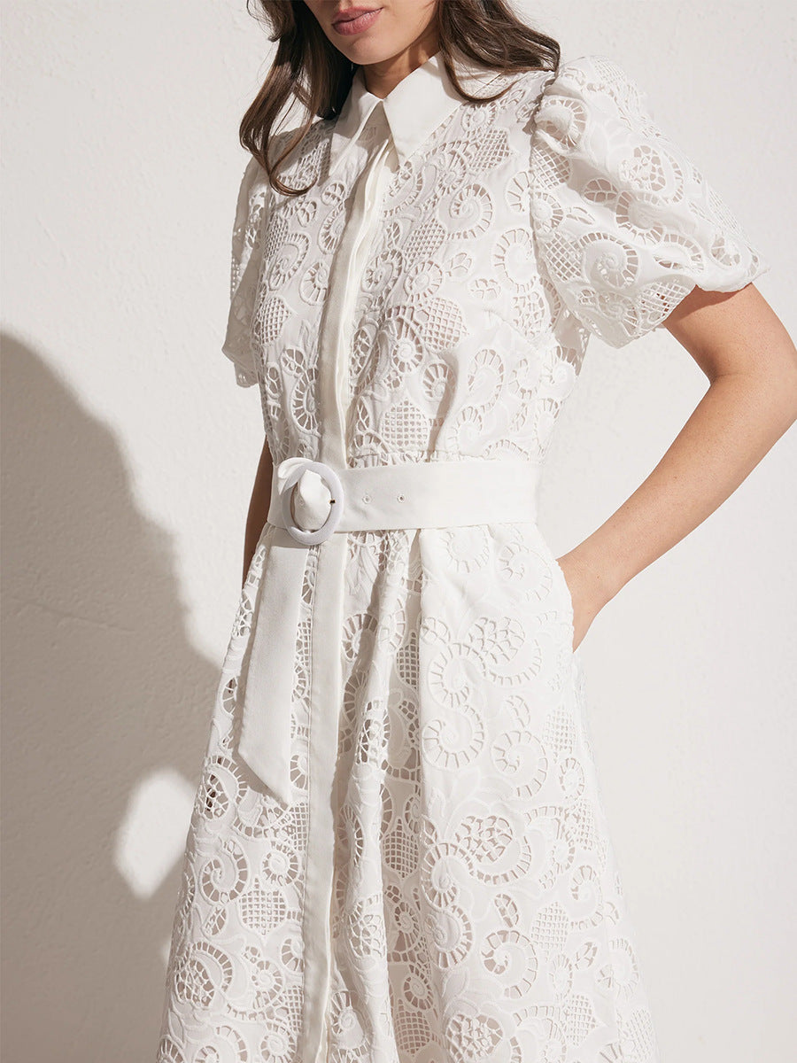 فستان متوسط ​​الطول بأكمام منفوخة – إلورازاتشي