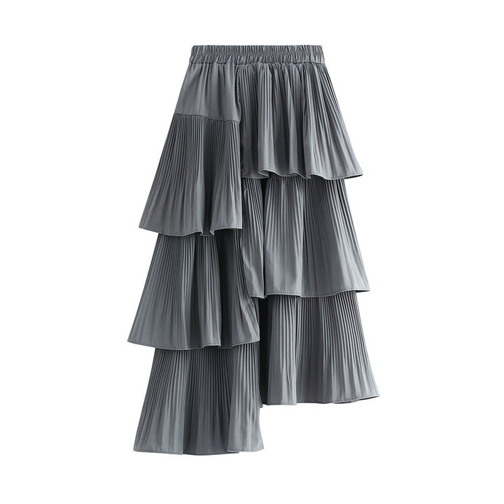 Tiered Pleated Maxi Skirt with Elastic Waist – ELISE