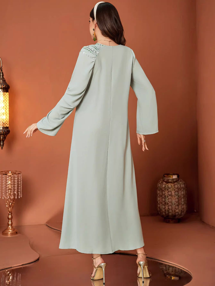 Elegant Long Sleeve Maxi Dress with Clean Silhouette – ELIORA