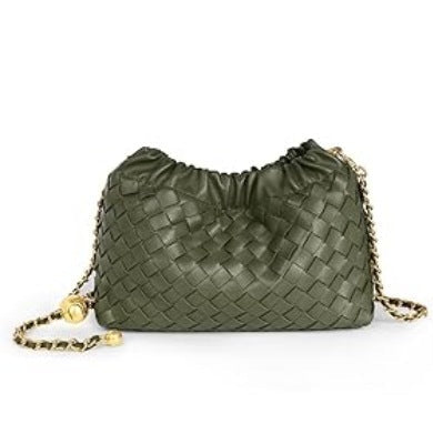 编织藤条手提包，配有双层皮革手柄 – LÉONIE 