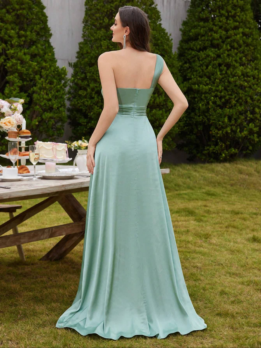 Geplooide top met uitlopende mouwen en maxi-rok set met tailleband – Rosiny 