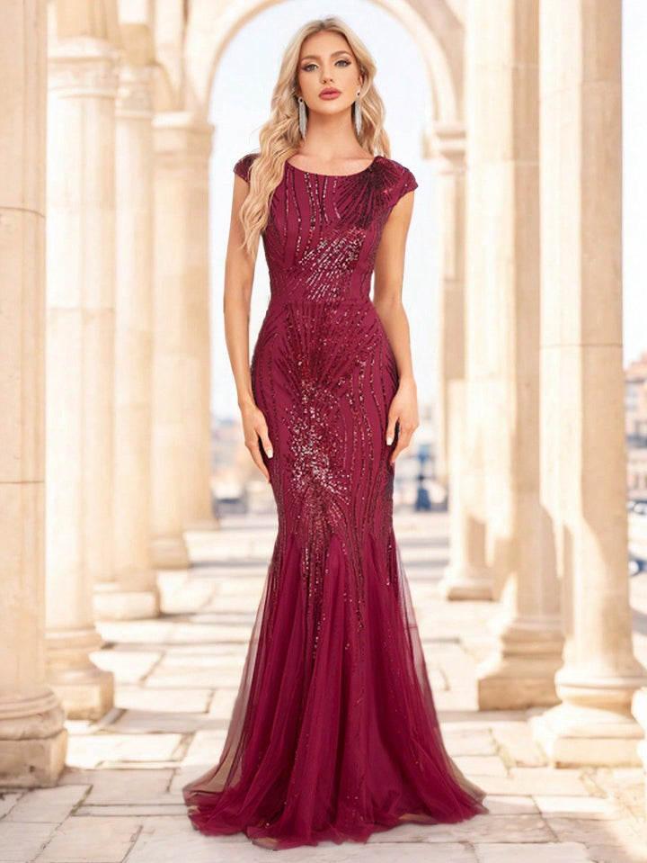 Geplooide top met uitlopende mouwen en maxi-rok set met tailleband – Rosiny 