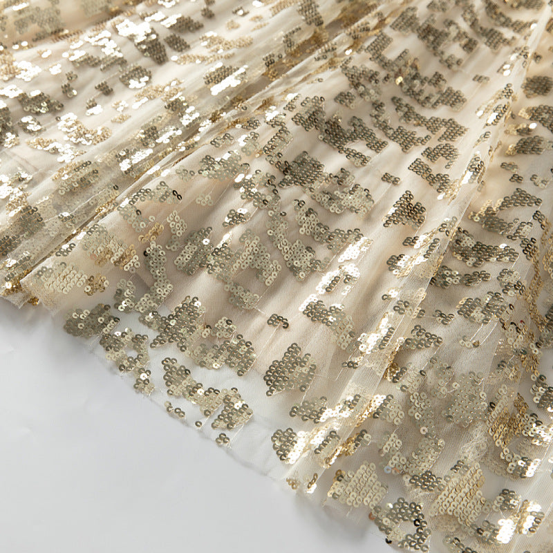 sequin lace midi gown with flutter sleeves – AURÉLIA