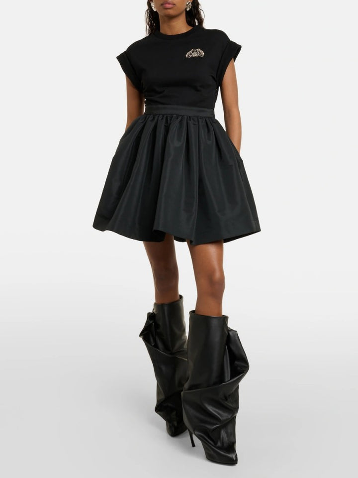 Haut à manches évasées plissées et ensemble jupe longue avec ceinture à la taille – Rosiny 